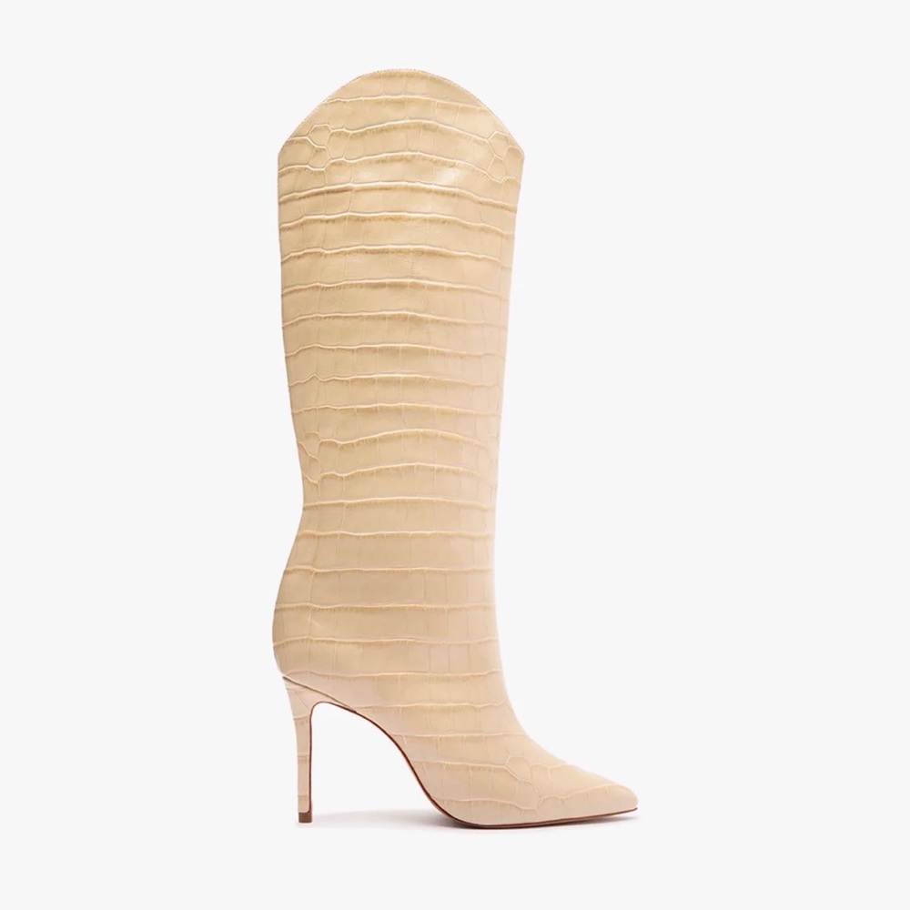 Schutz “Maryana” Crocodile Embossed Boots